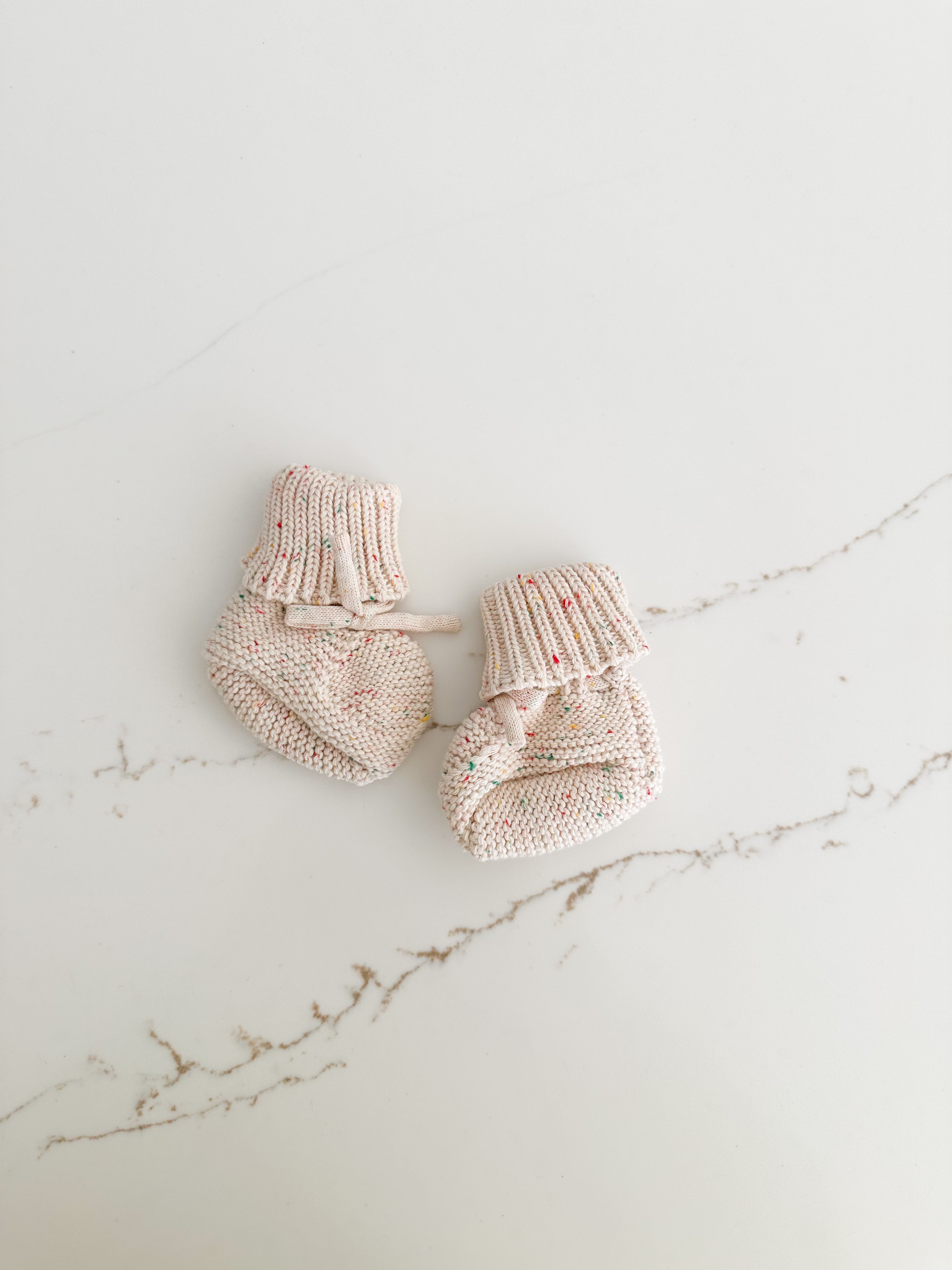 Sprinkled Knit Booties - Oat