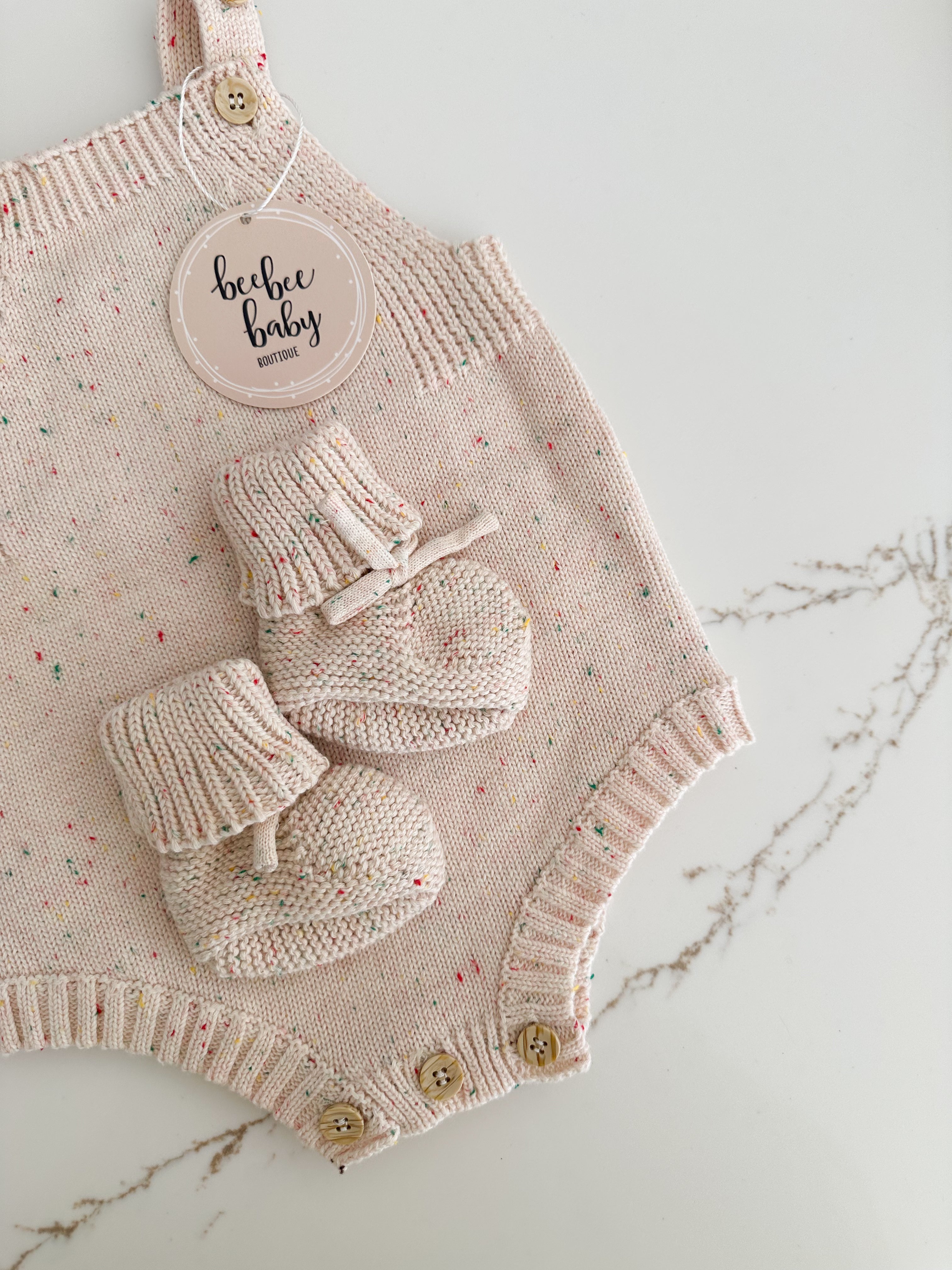 Sprinkled Knit Booties - Oat